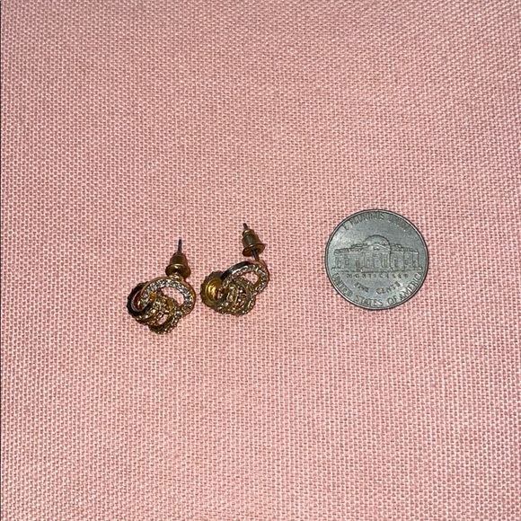 Circle Link Gold & Crystal Earrings - Picture 3 of 4